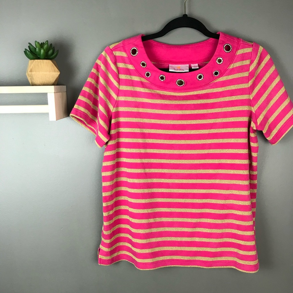 Quacker factory pink gold stripe size med